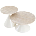 2 Piece Round Coffee Table Set - White