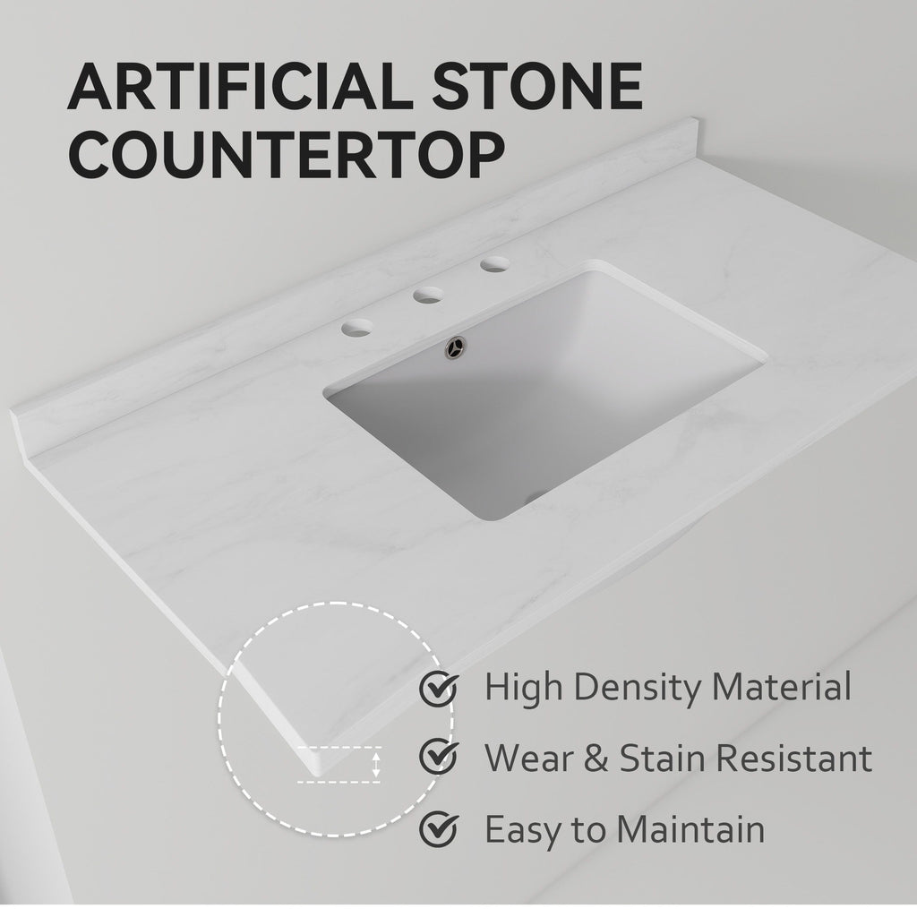 Basin Sink, 0.6" Ultra Thin Profile, Triple Faucet Holes, Sink Only