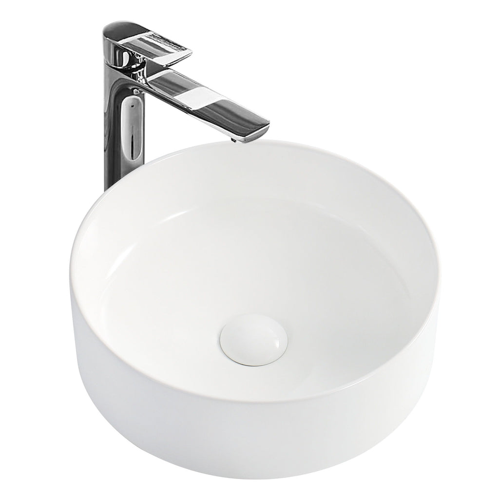 Round Vessel Bathroom Sink Bowl - White