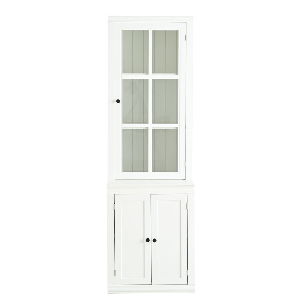 Retro Style Hutch Cabinet With Glass Door, China Cabinet For Home