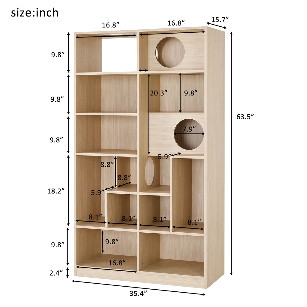 Furniture Style Cat Bookcase Cat Tree Shelves - Natural