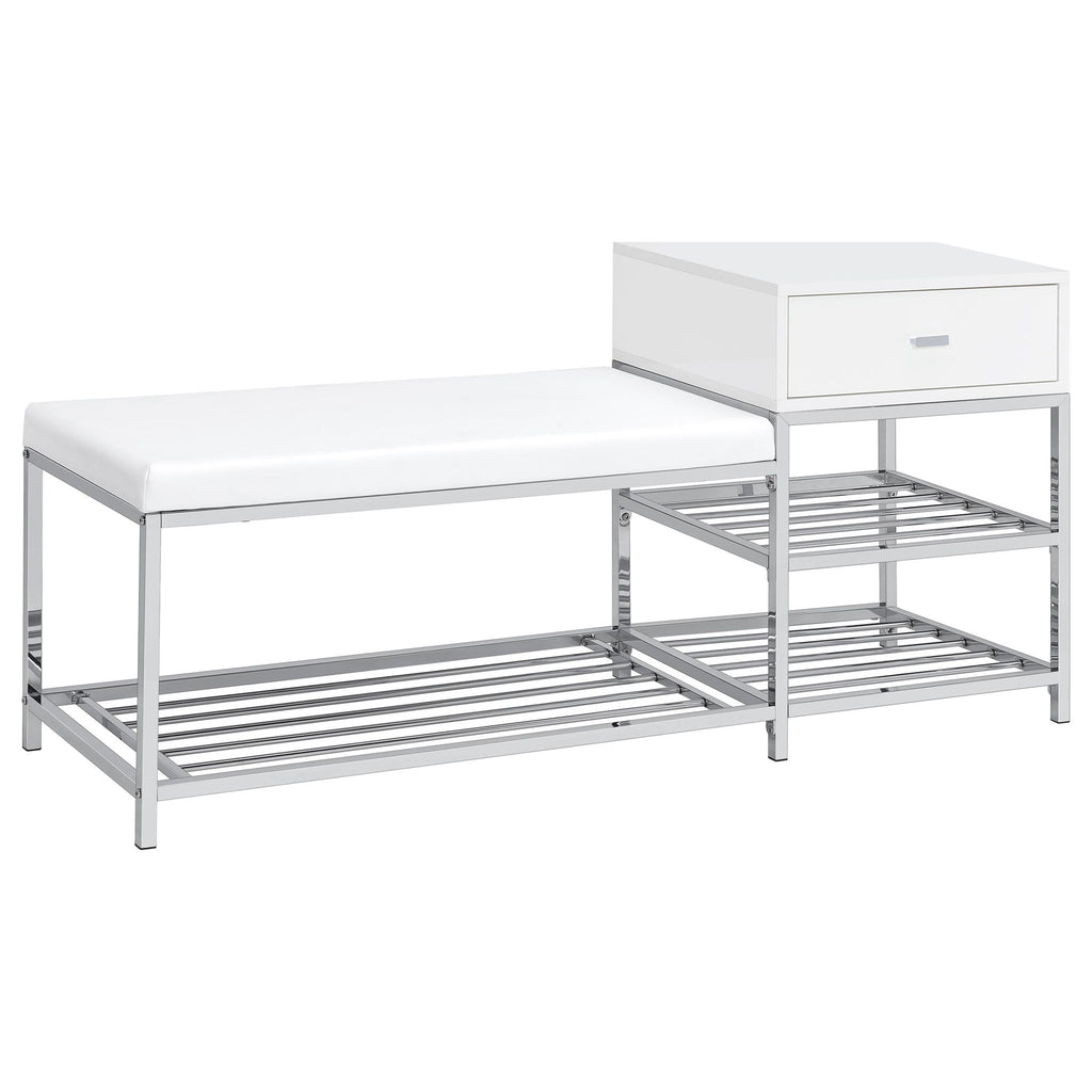 Yesler - 1 Drawer Storage Bench - Glossy White