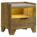 Packard - 1 Drawer Nightstand With LED Lighting And USB Charging - Oak
