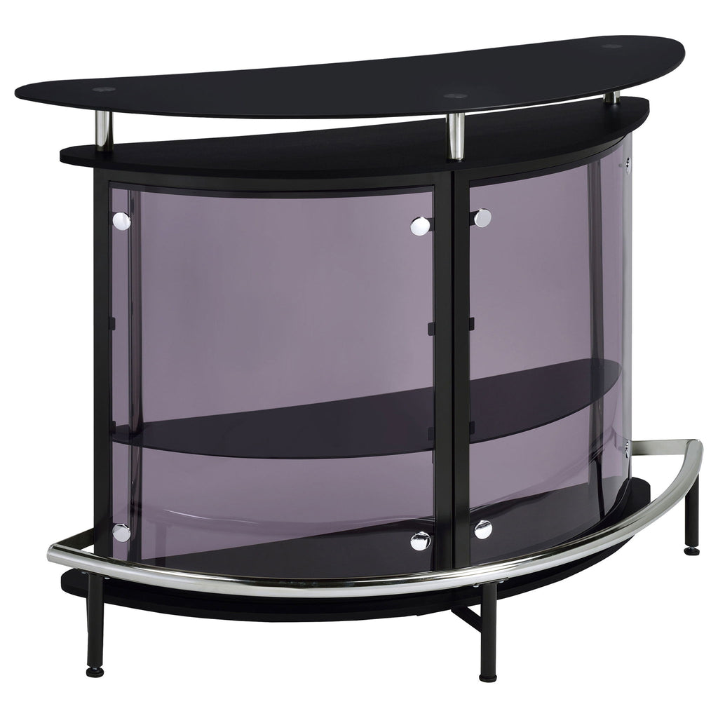 Strick & Bolton - Freestanding Glass Top Home Bar Wine Cabinet With Panels - Black