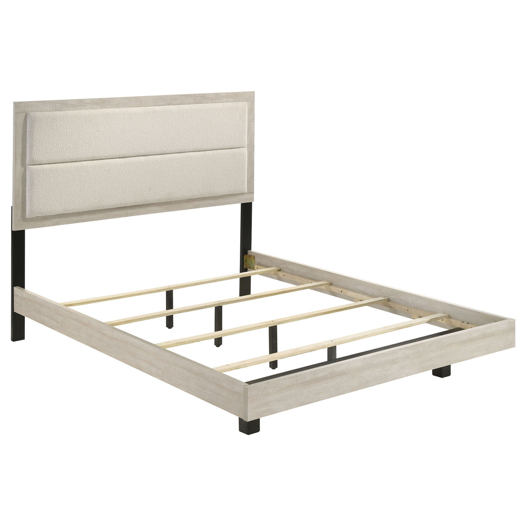 Strout - 4 Piece Queen Bedroom Set With Upholstered Headboard - Rustic