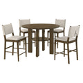 Crispin - 5 Piece Counter Height Dining Set With Upholstered Chairs - Brown