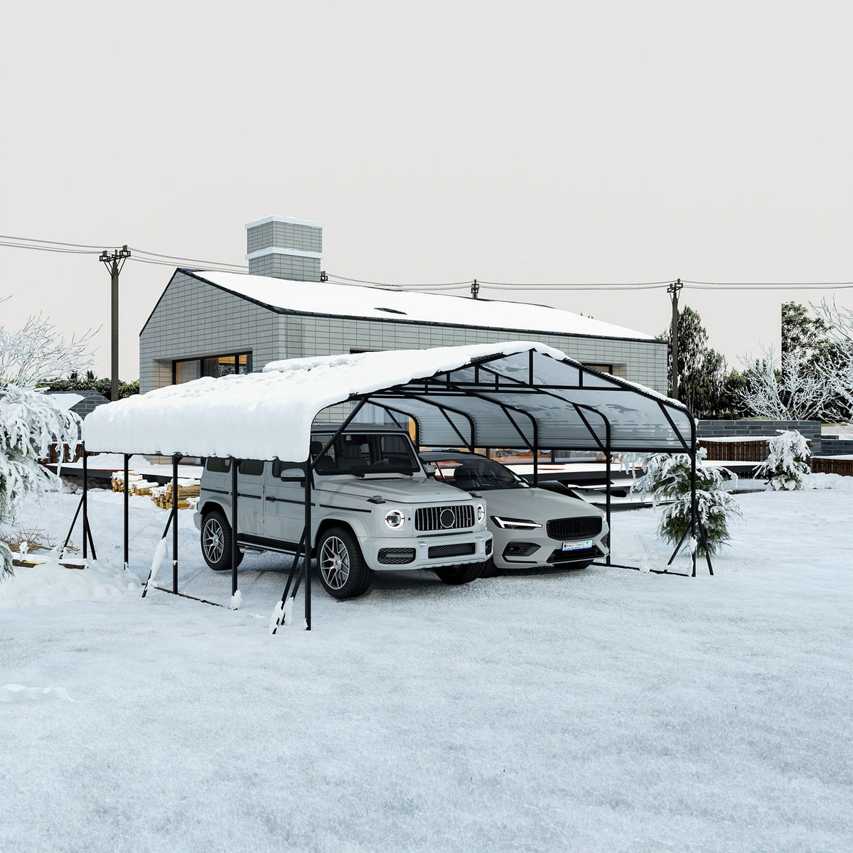 Heavy Duty Carport, All Weather Shelter - Black
