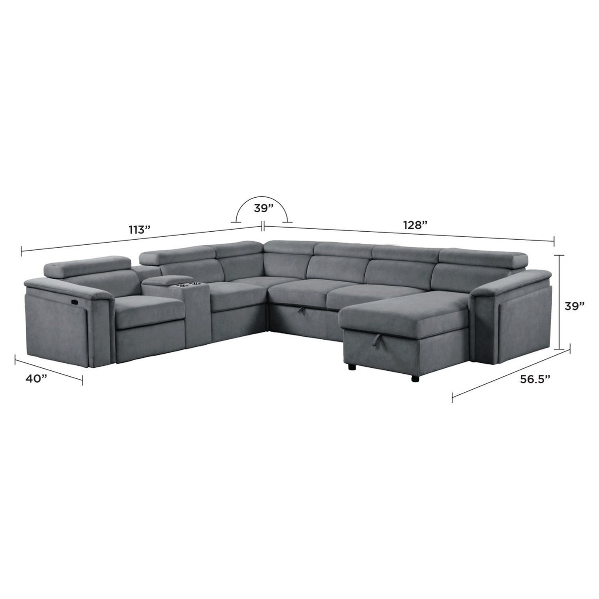 Harvey - Power Recliner Sleeper Sectional