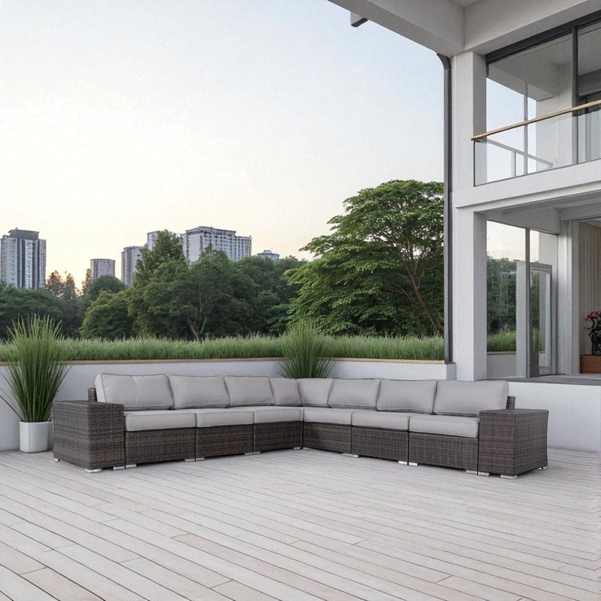 Rattan Sectional Sofa Set With Cushions