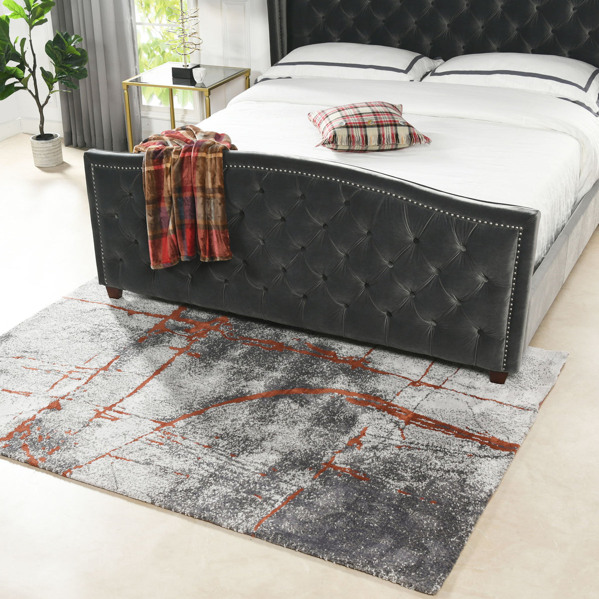 Quarry - 5' X 6.5' Abstract Area Rug - Gray / Orange