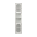 Tall Bathroom Cabinet With Adjustable Shelves, Louvered Door Floor Standing Storage Unit - White
