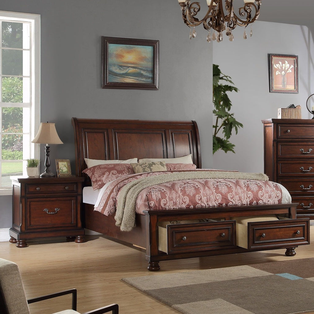 3 Piece Bedroom Set, Bed With 2 Nightstands