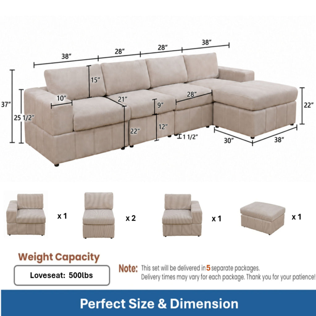Modular Sectional Sofa, Reversible Set
