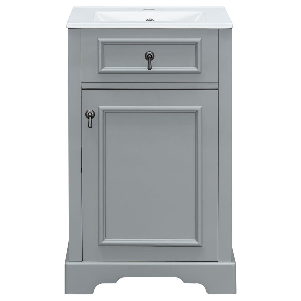 Elegant Bathroom Vanity With Ceramic Sink, Soft Close Door, Adjustable Shelf