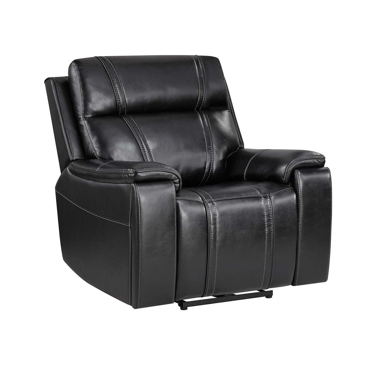 Gary - Power Recliner With Power Recline Motion, Pillow Top Arms, Hidden Cupholders - Black