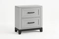 Bedside Table White And Gray 1 Piece Nightstand, 2-Drawers Storage Bedroom Furniture Transitional Style