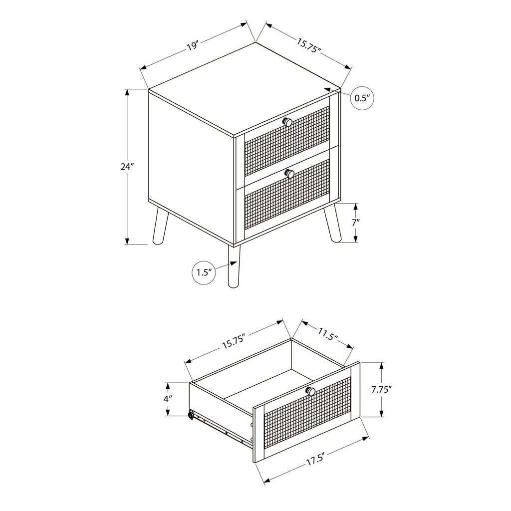 Accent Table & Storage Drawers - White