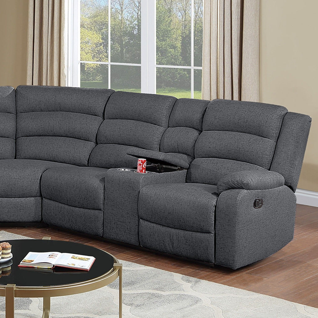 Manual Motion Reclining Loveseat 3 Piece Sectional Set With Console Storage And Cup Holders