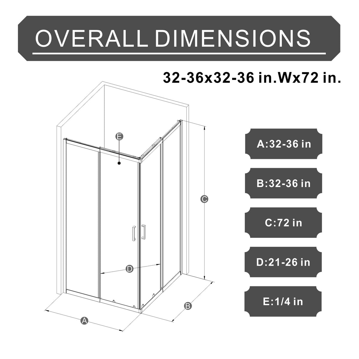 Corner Sliding Shower Door & Base Combo No Drain Kit