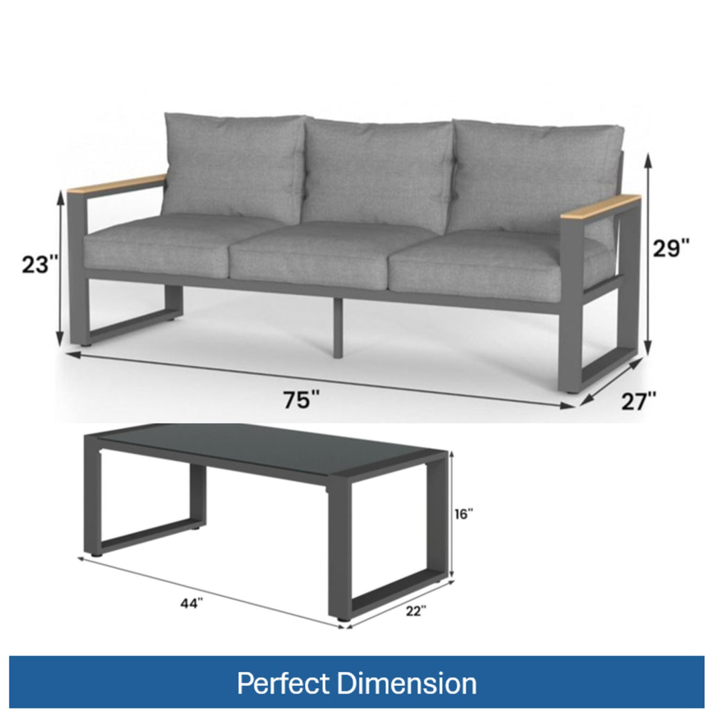 Modern Outdoor Sofa Set With Coffee Table