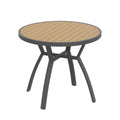 Outdoor Round Patio Table With Slatted Top - Gray