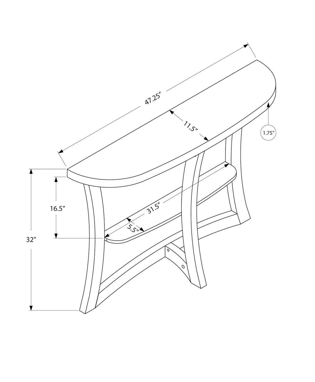 Accent Console Table For Entryway, Stylish - Taupe