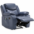 Manual Recliner Chair With Massage And Heat, Side Pocket, Wired Controller For Living Room - Blue