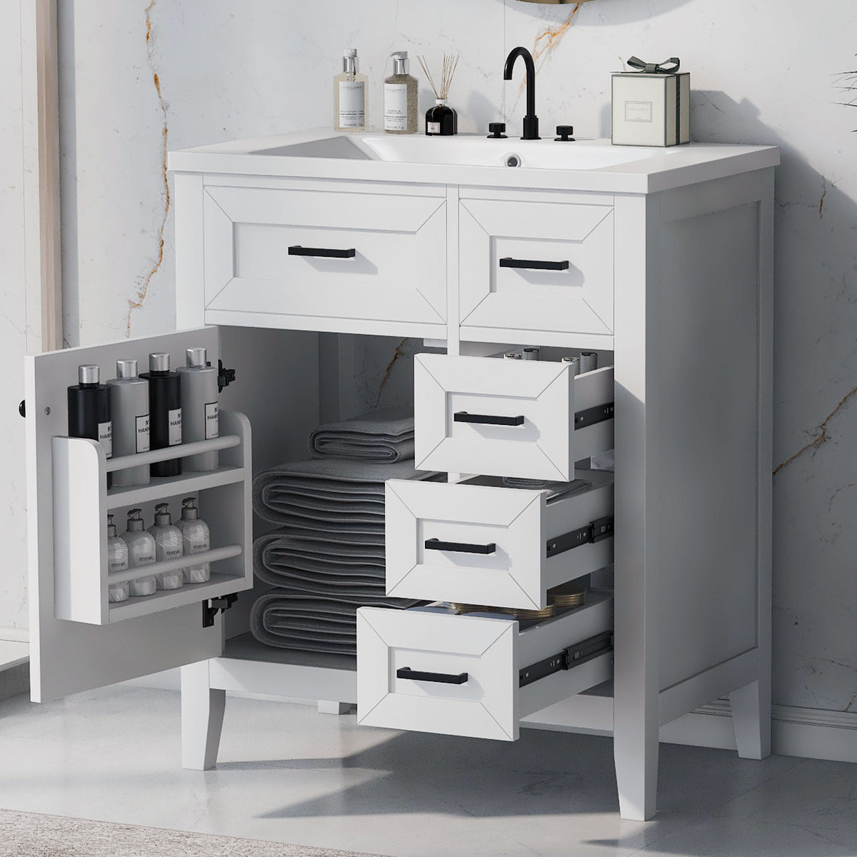 Modern Bathroom Vanity With Sink Combo, 3 Drawers