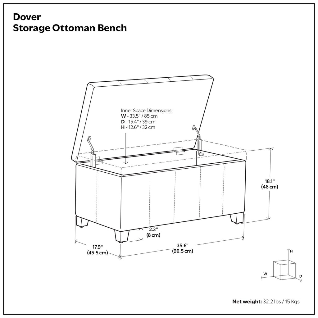 Dover - Storage Ottoman Bench - Distressed Brown
