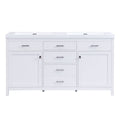 Double Sink Bathroom Vanity With Top, Soft Closing Doors & Drawers, Tip Out Drawer, 2 Cabinet Doors, Adjustable Shelf - White