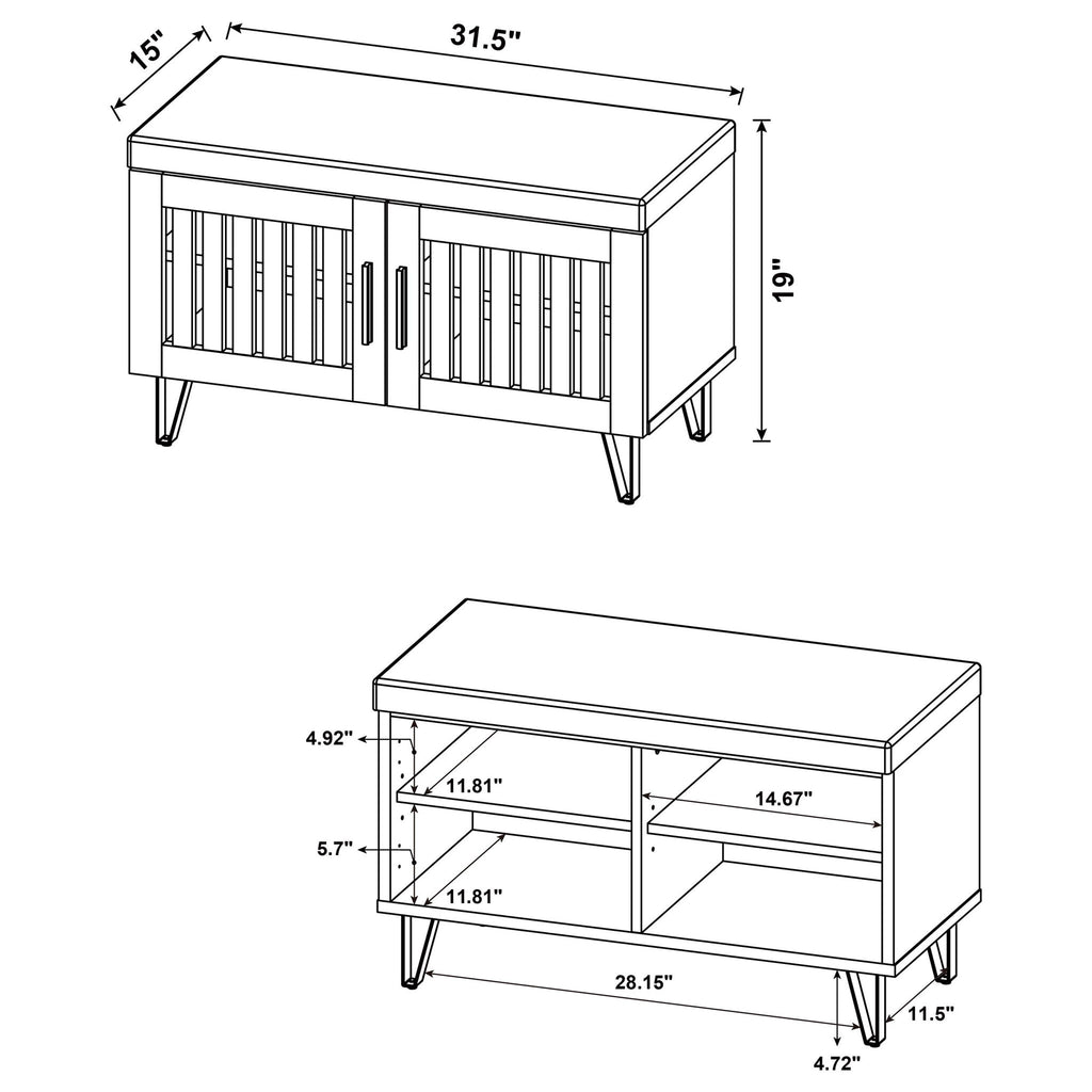 Clackamas - 2 Door Storage Bench With Padded Seat