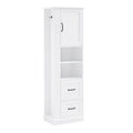 Freestanding Bathroom Storage Cabinet With Adjustable Shelves And Side Hooks Board, Rectangle Design