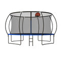 Pumpkin 14 Ft Outdoor Trampoline With Basketball Hoop Enclosure Net Ladder And Metal - Black / Blue