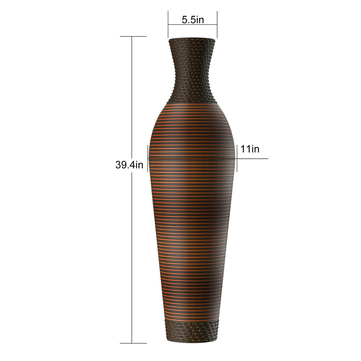 Tall Standing Designer Floor Vases With Elegant 2 Tone Finishes Ideal For Decorating Living Rooms, Bedrooms, Entryways Perfect For Decorating Your Home - Black / Gray