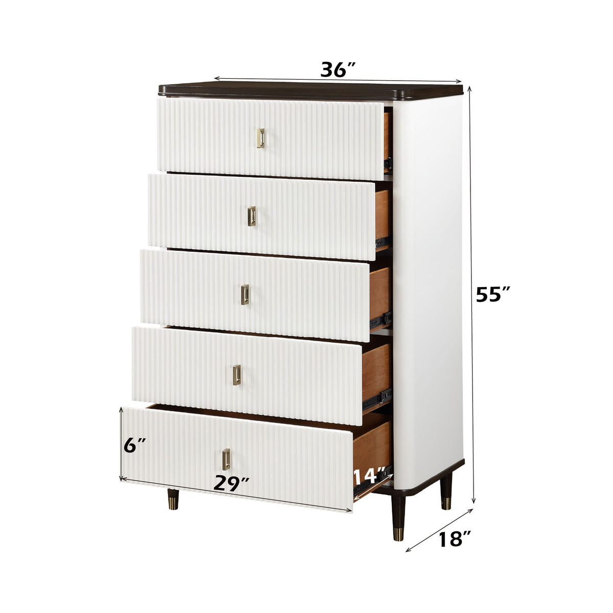 Carena - 5 Piece Bedroom Set (Eastern King Dresser Chest Mirror Nightstand) - Brown / Light Gray / White