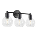 3 Light Globe Bathroom Vanity Light With Clear Glass Shades - Black