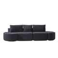 V - Shaped Modular Sofa Set & 3 Pillows And 2 Curved Ottomans For Living Rooms - Black