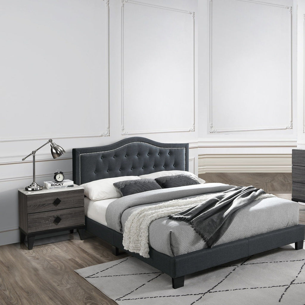 European Style Bed, Button Tufted Headboard
