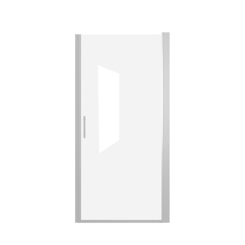 Shower Door With Explosion Proof Safety Film, Half Frame Design - Brushed Nickel