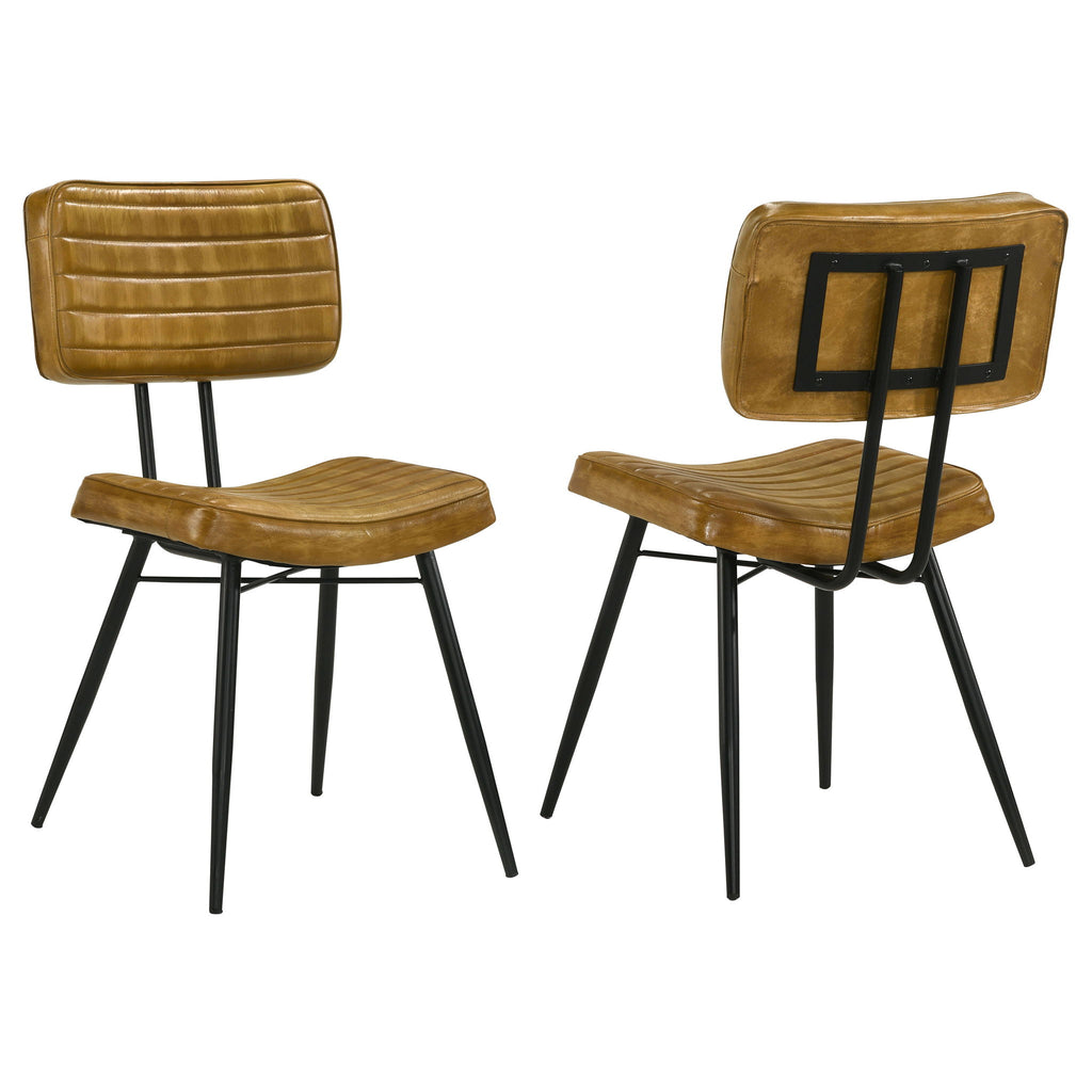 Tufted Side Chairs Upholstery And Tapered Legs (Set of 2) - Camel