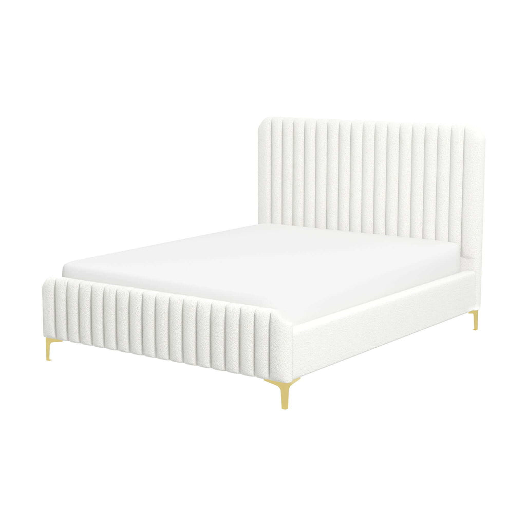 Valery - Queen Size Platform Bed - Cream