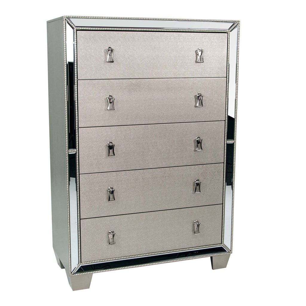 5 Drawer Chest Bedroom Furniture - Silver