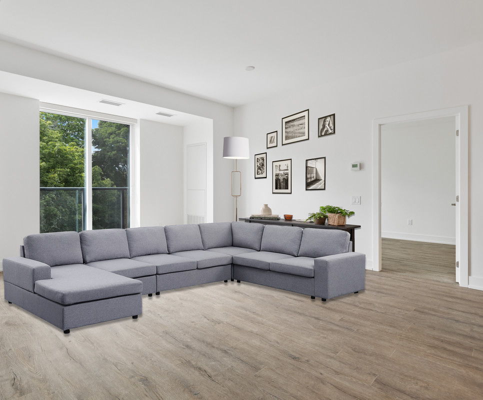 Hayden - 7 Seat Reversible Modular Sectional Sofa Chaise - Light Gray