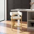 Vavona - Burl Upholstered Barrel Back Counter Height Bar Stool - Polar Off White