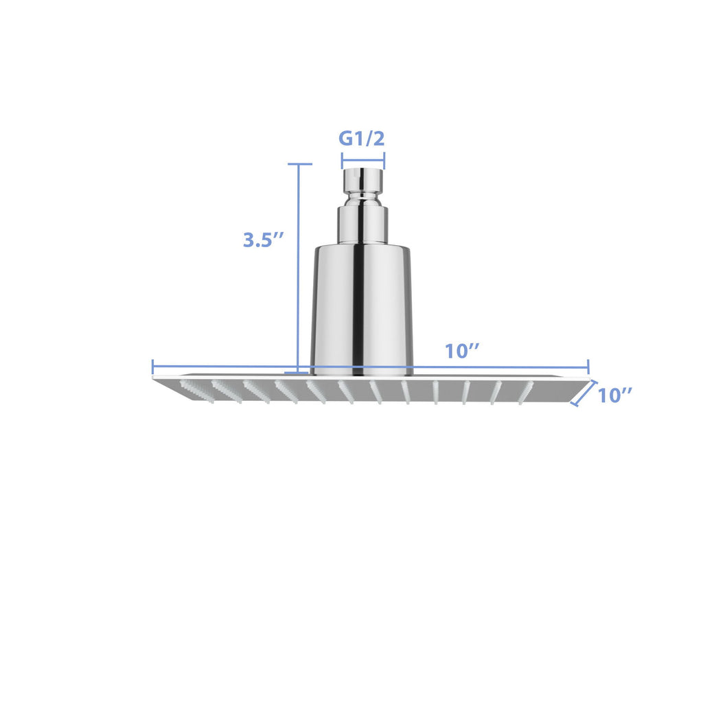 Ultra Thin 8" Square Rain Shower Head 304 Stainless Steel, Wall / Ceiling Mounted
