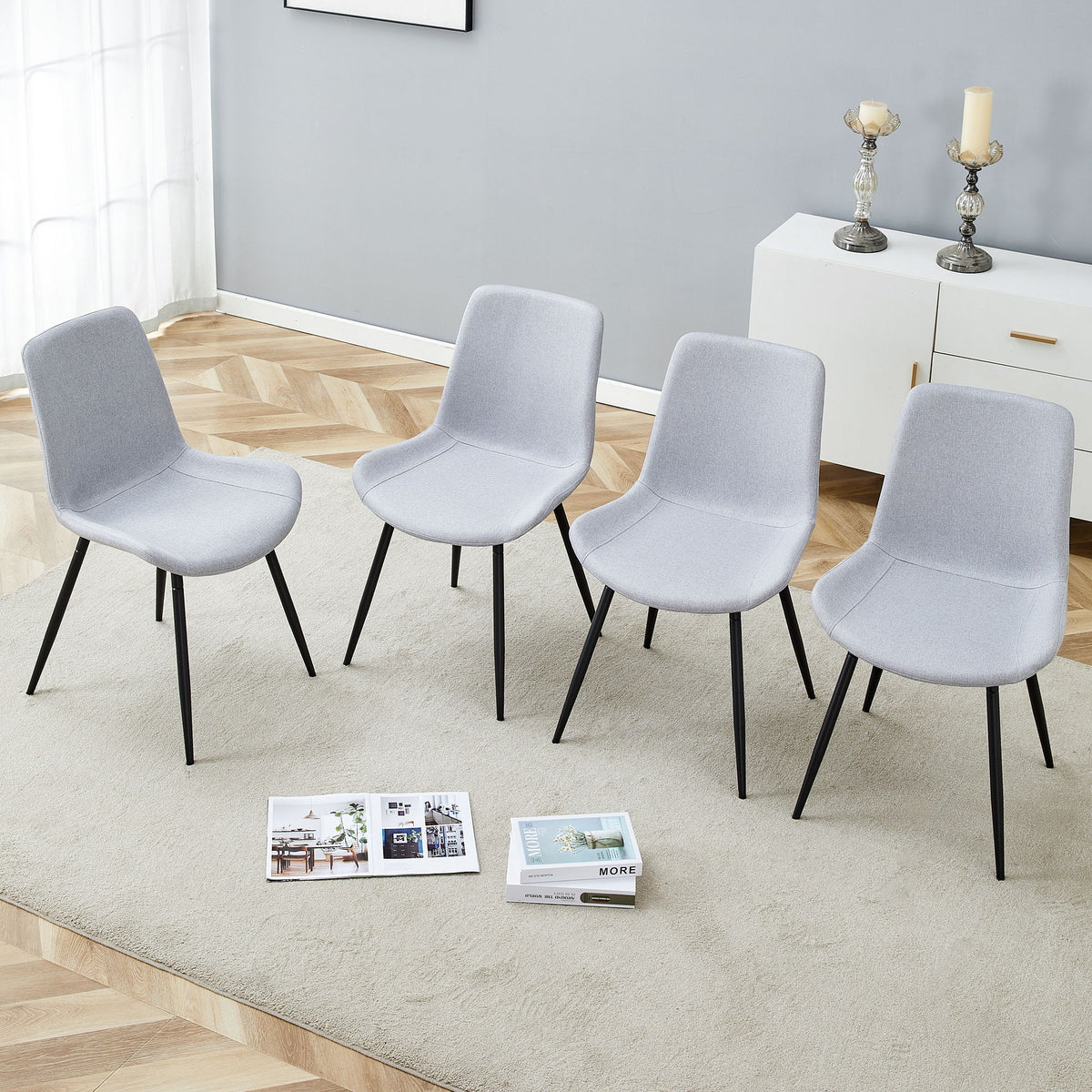 Modern Medieval Style Restaurant Cushioned Chairs With Suede Backrests