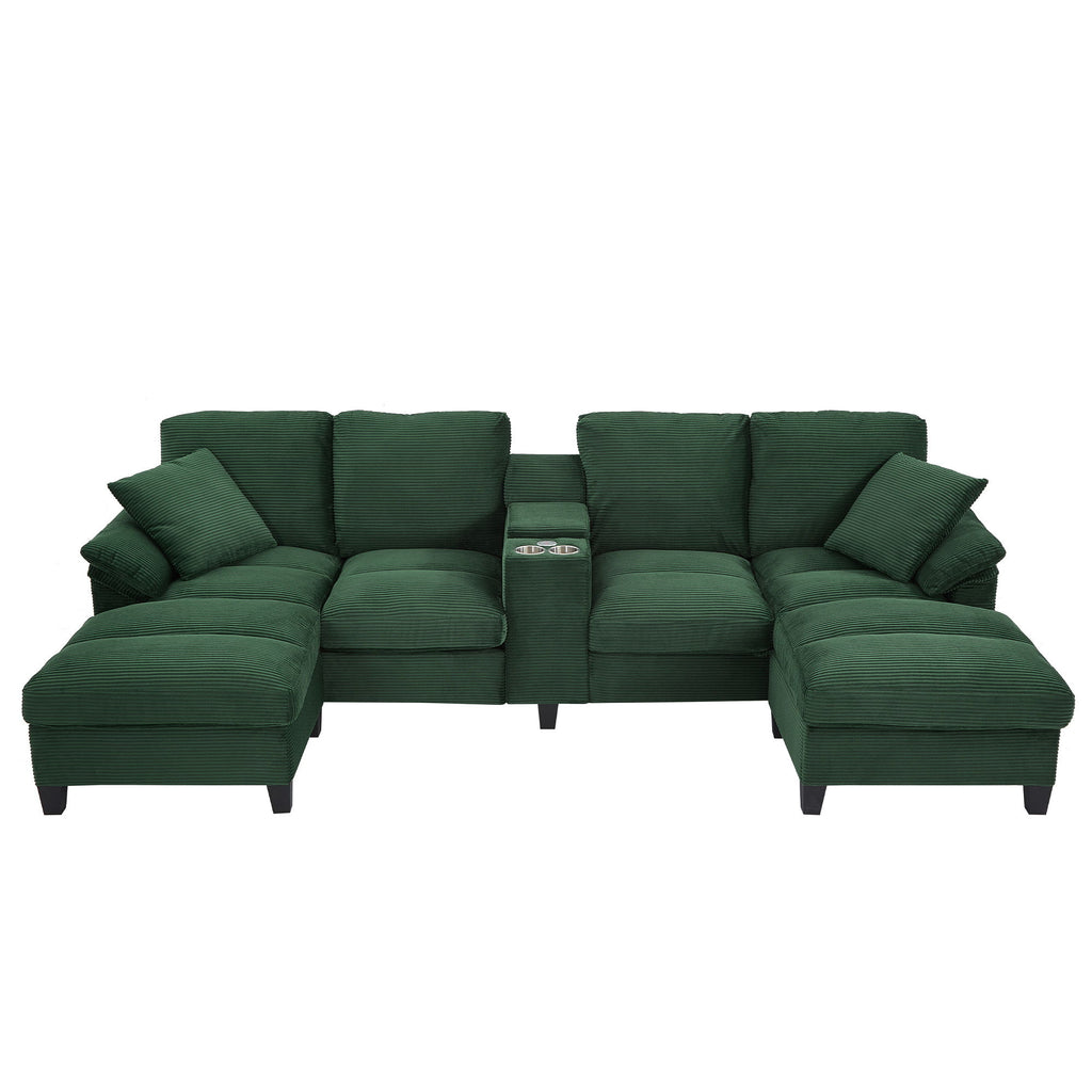 Modern U-Shaped Sectional Sofa With Storage Ottomans