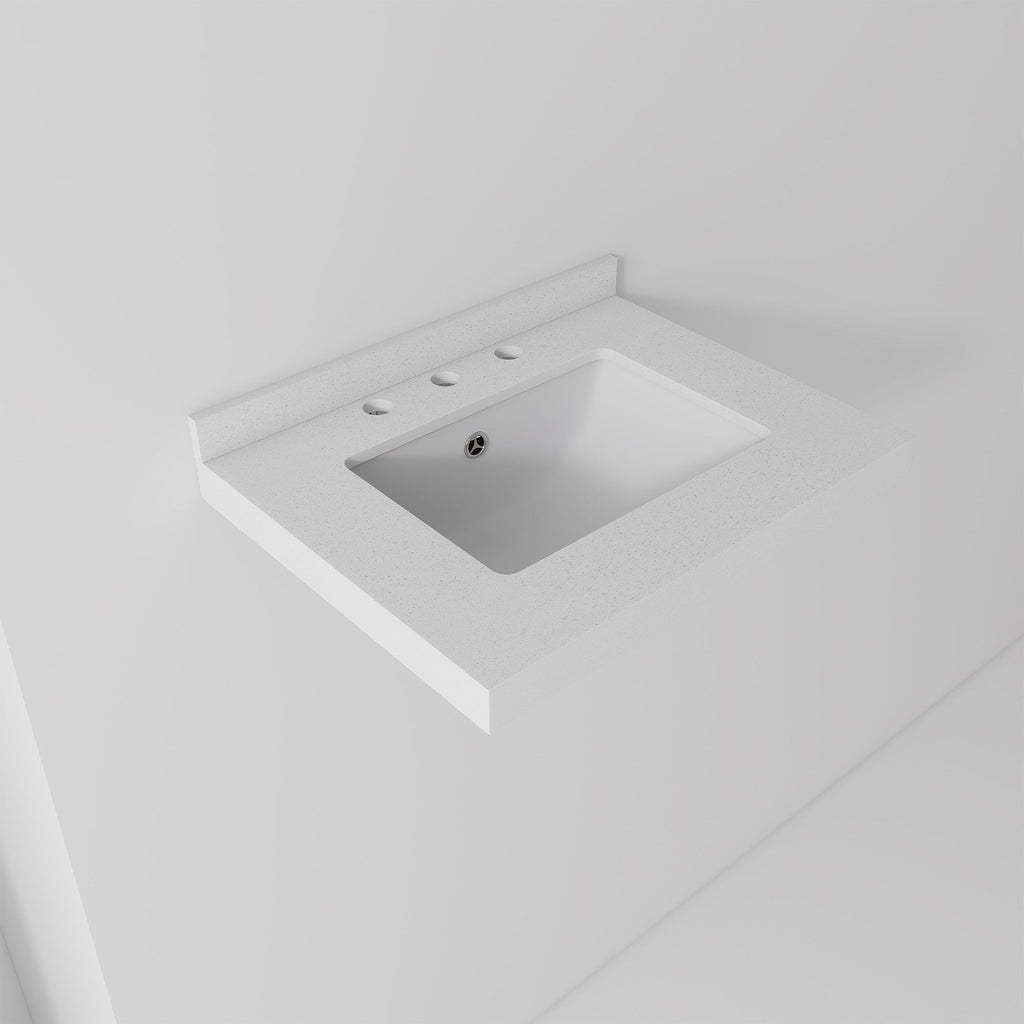 Basin Sink With 2" Thick Rim, Triple Faucet Holes, Sink Only