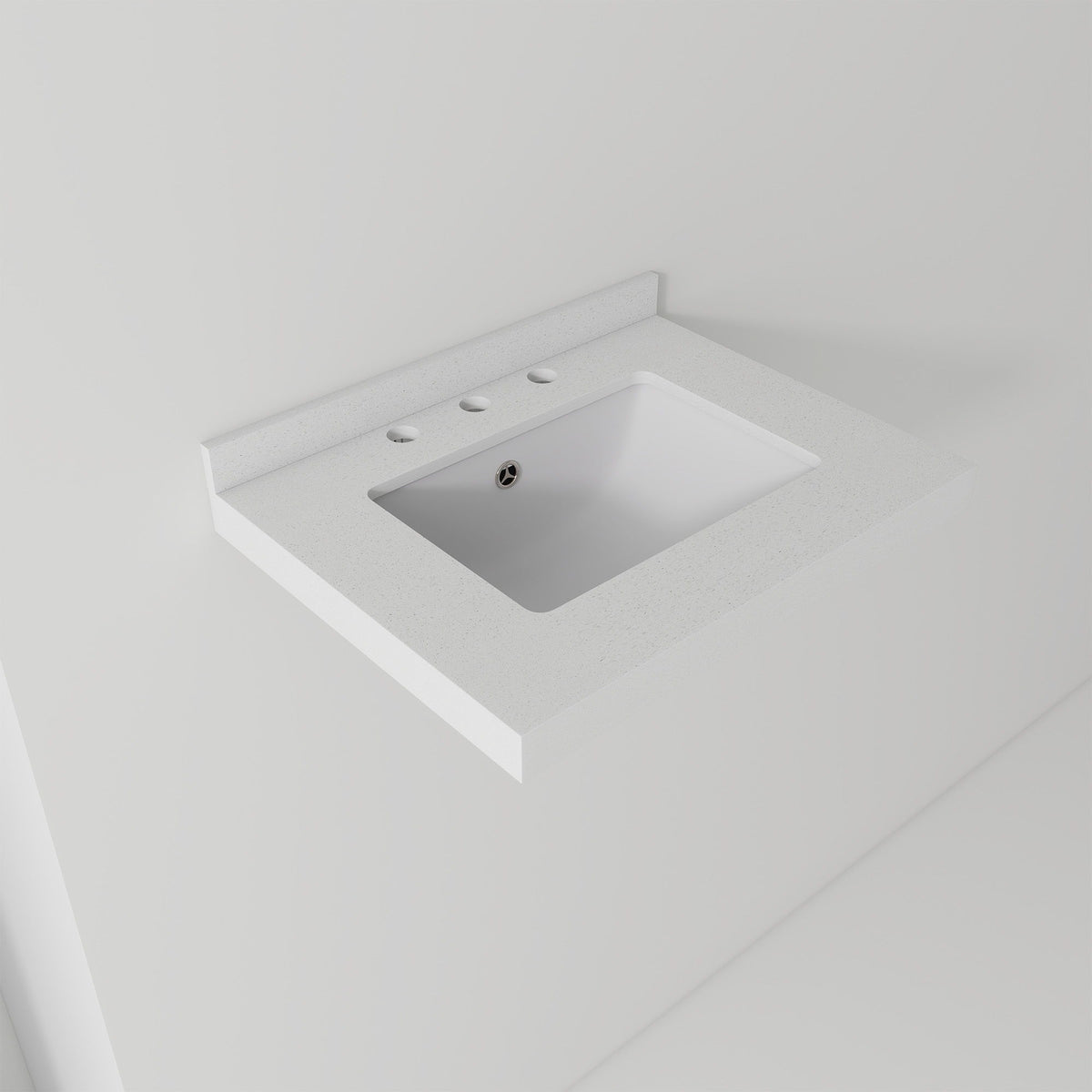 Basin Sink With 2" Thick Rim, Triple Faucet Holes, Sink Only