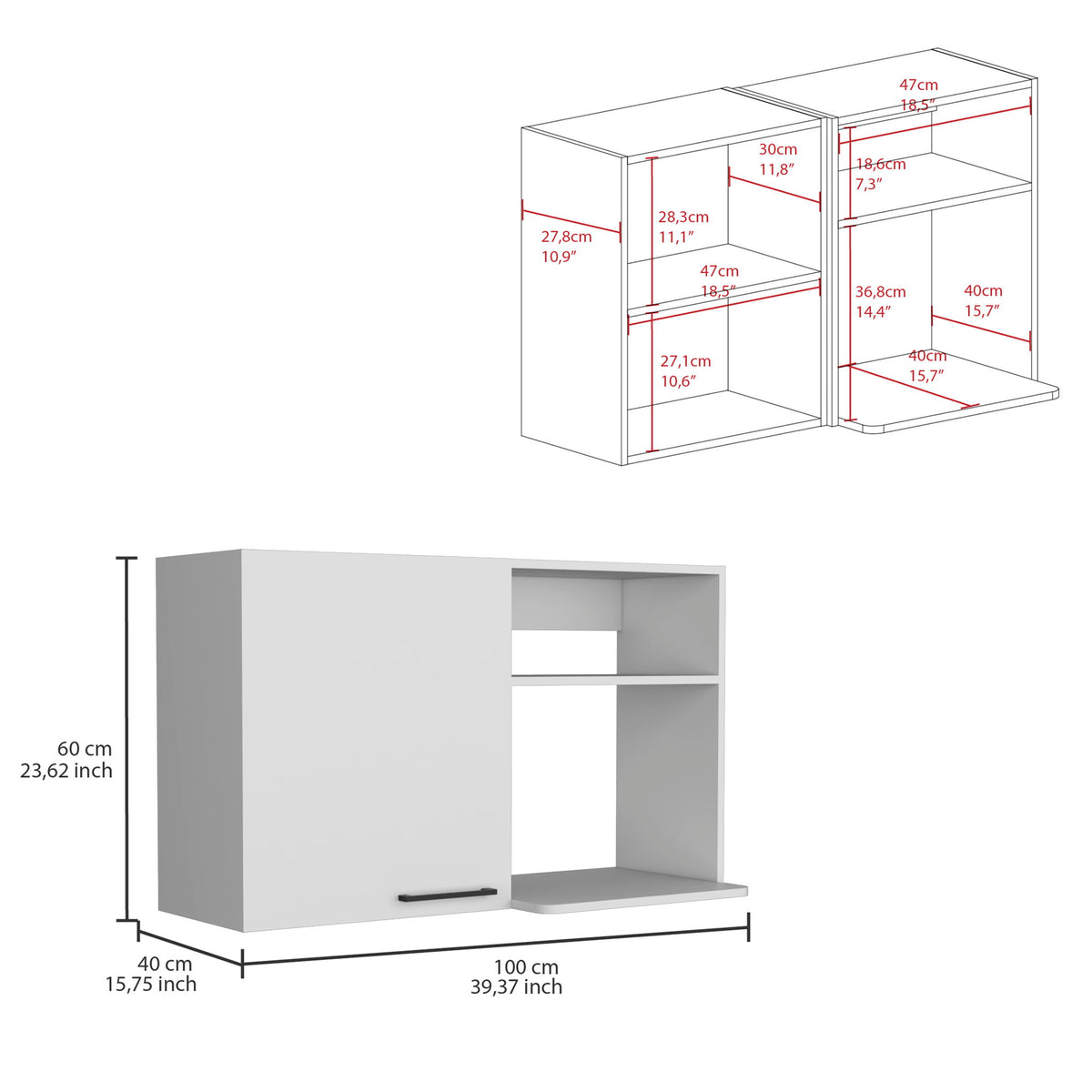 Burwood - Kitchen Wall Cabinet With 2 Doors And Shelves - White